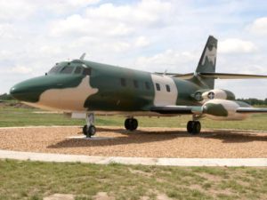 Small tactical military jet display